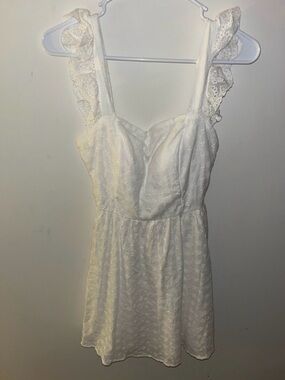 White Eyelet Ruffle Strap Sundress